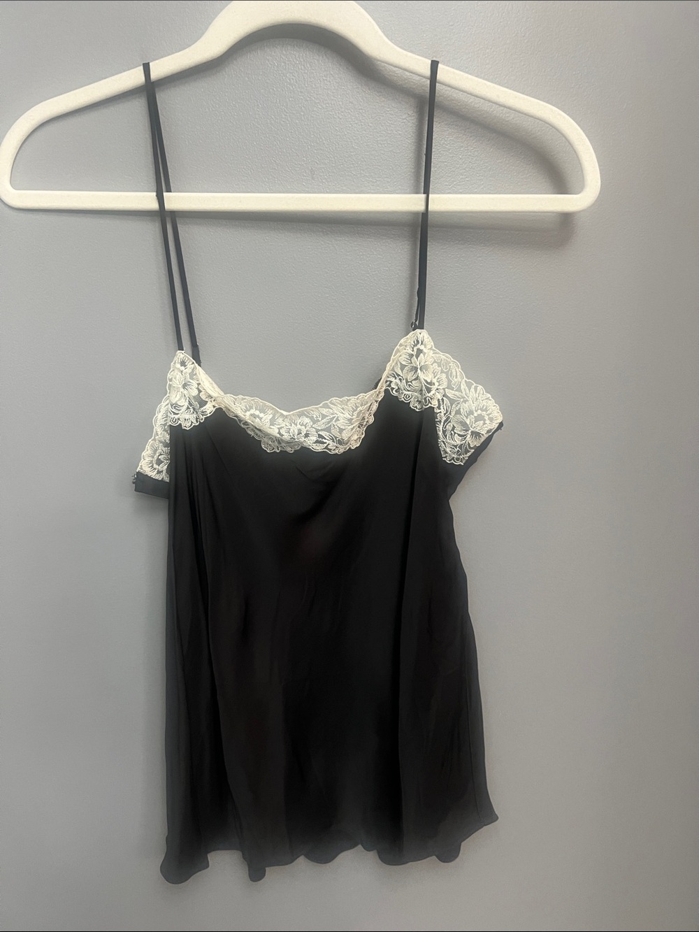 Zara Black Camisole with Cream Lace Trim